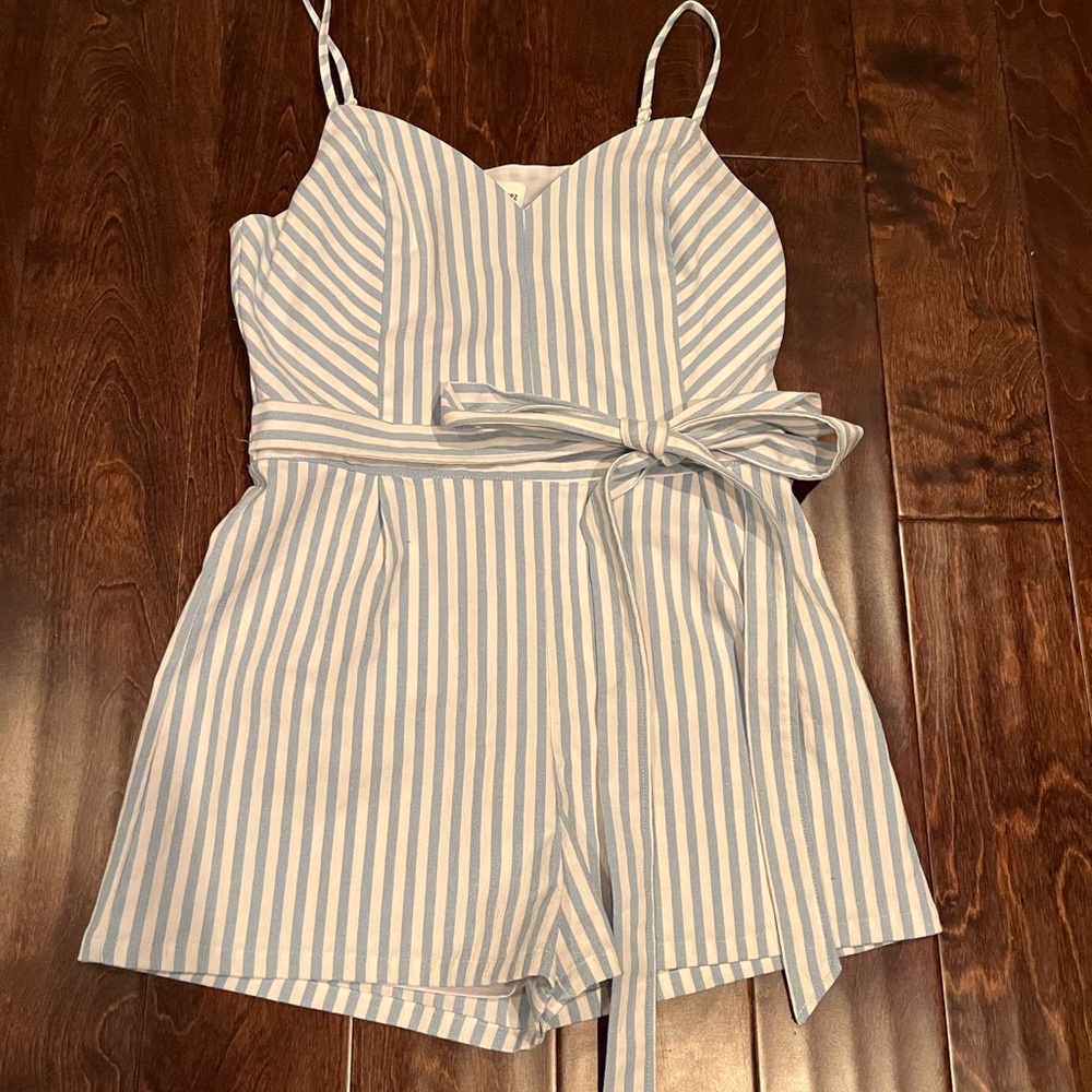 Adorable blue and white striped romper!